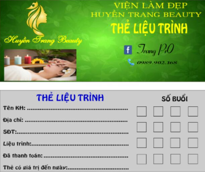 Mẫu thẻ khách hàng spa