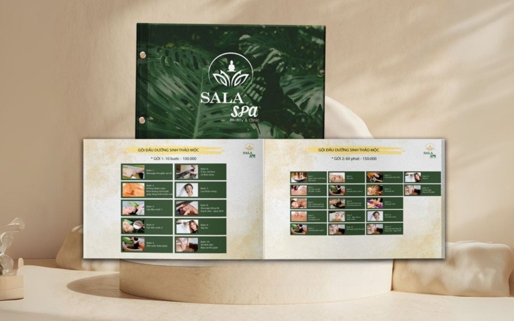 Menu spa tone xanh thư giãn
