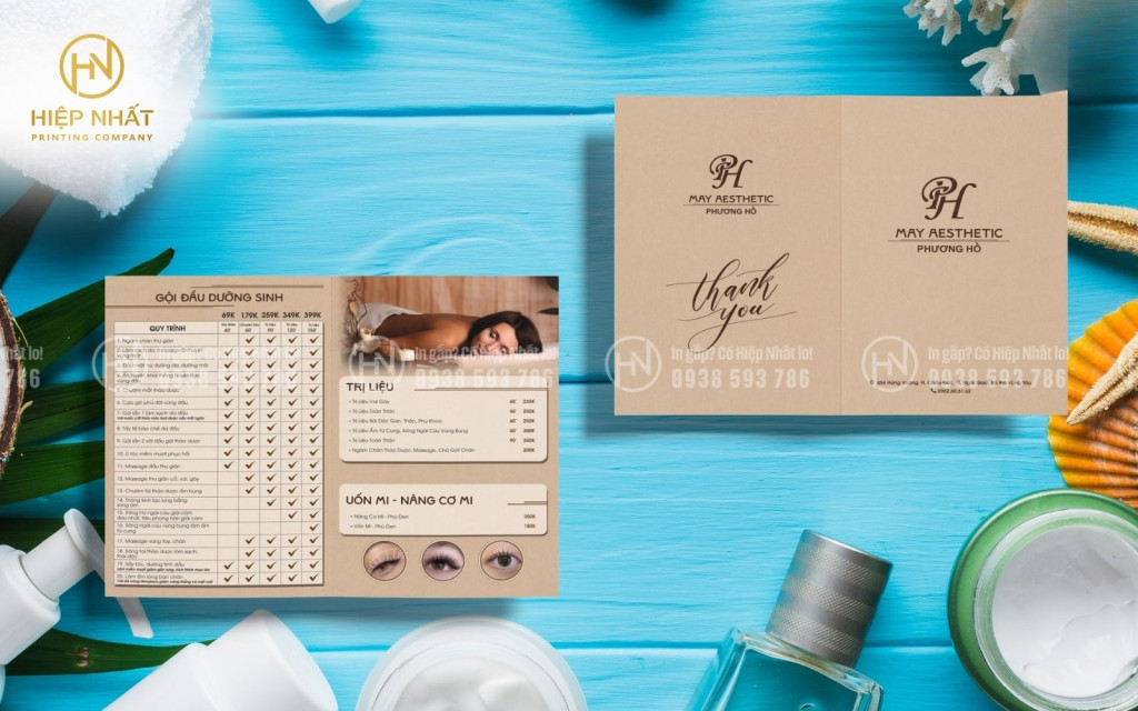 Menu spa bìa vải trang nhã
