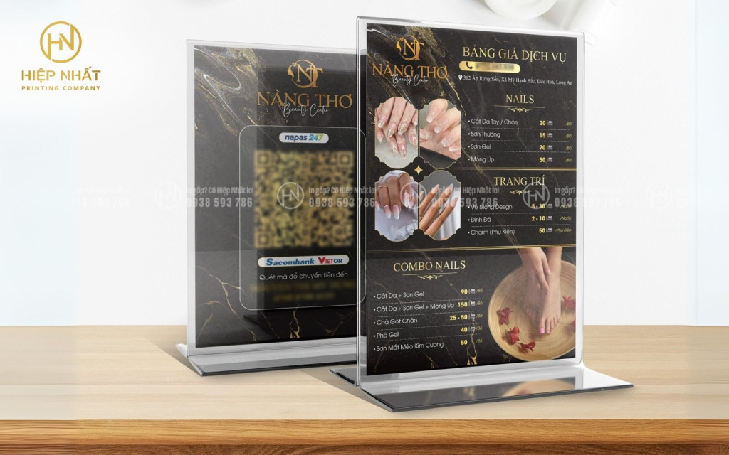 Menu spa vàng đen sang trọng