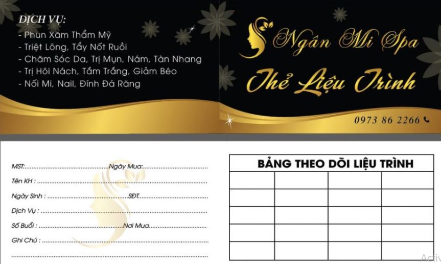 Mẫu thẻ gấp ngang spa