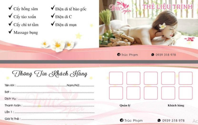 Thẻ gấp ngang spa