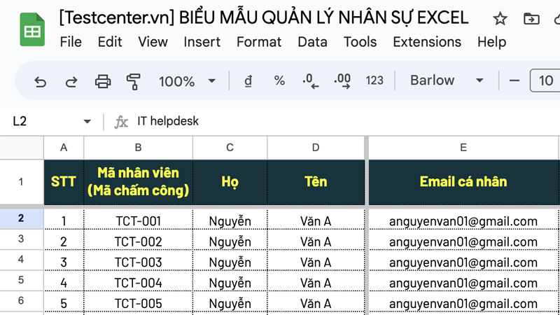 Quản lý nhân sự bằng Excel